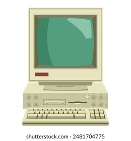 old computer monitor with keyboard digital sticker