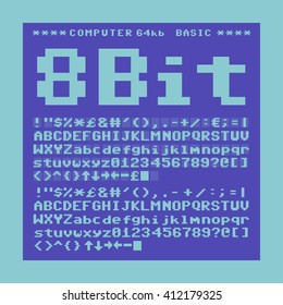 Fuente del pixelado del equipo anterior. Juego de gráficos de glifos 6x6 píxeles, conjunto de vectores de estilo negrita.