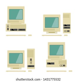 Old Computer In Retro Style Illustration On White