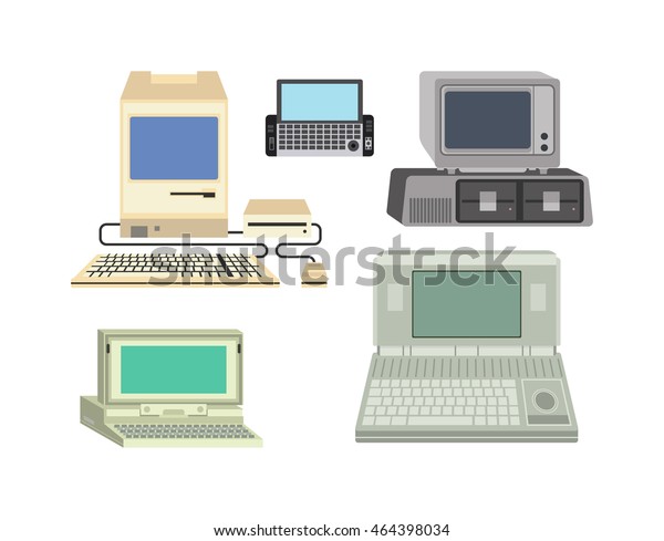 Old Computer Technology Vector Isolated Telecommunication Stock Vector ...