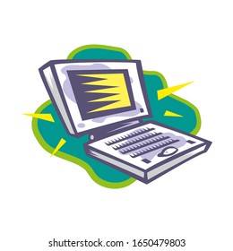 old computer unit with a monitor on a white background in EPS10