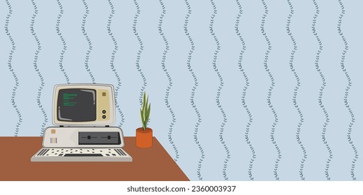 old computer vintage strip background vector