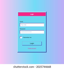 Old computer window. System message alert, neon window with icon and button in classic style. UI elements for computer screen, retro system mockup. Vector illustration vintage tab 90s software UI.
