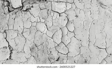 Old concrete cracked wall texture. Weathered rough painted surface with patterns of cracks and peeling. Wall background.