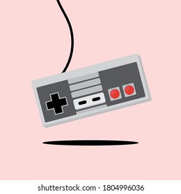 Old Console Controller Vector with Dusty Pink Background