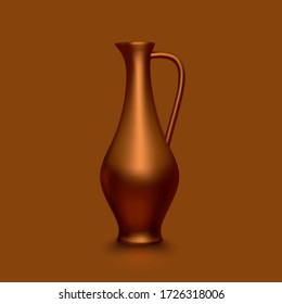 Old copper traditional jug in east style. Vector illustration