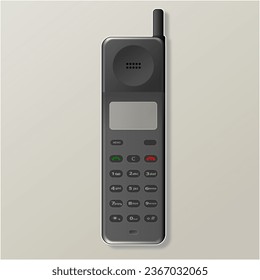 old cordless phone with antenna vector illustration