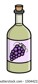 Old Cork Wine Bottle - Vector Illustration