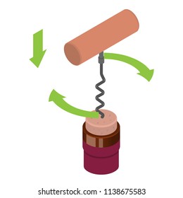 Old corkscrew icon. Isometric of old corkscrew vector icon for web design isolated on white background