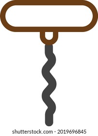 Old corkscrew, illustration, vector on a white background.