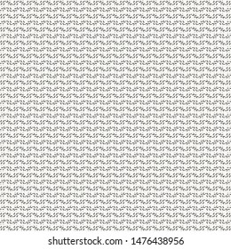 Old cotton fabric with dotted wavy stripes. Tweed pattern. Cloth texture. Monochrome. Textile. Vector illustration.