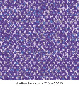 Old cotton fabric with purple and blue spots. Worn blanket texture. Variegated cloth background. Abstract vector seamless.