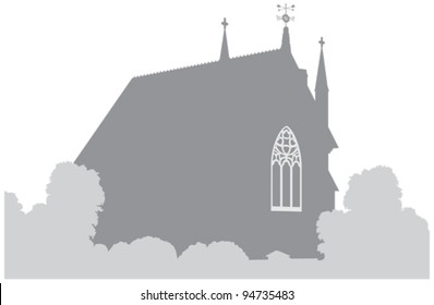 Old country church silhouette