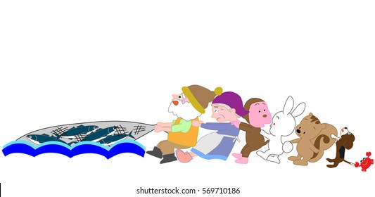 An old couple and animals whom I am going to promote hard because a fish was removed with a net.