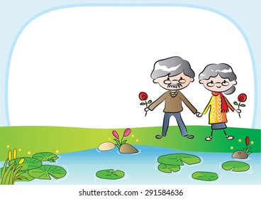 old couple with blank border