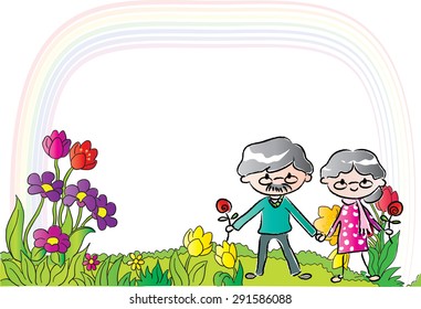 old couple with blank border