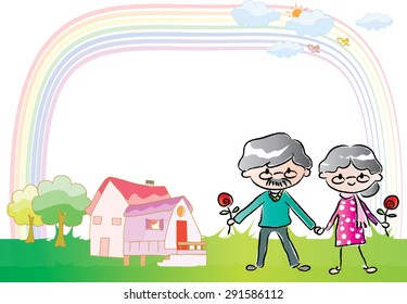 old couple with blank border