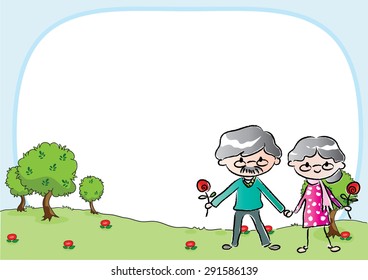 old couple with blank border