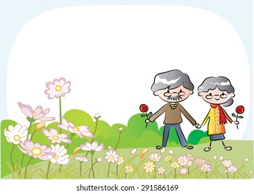 Old Couple Blank Border Stock Vector (Royalty Free) 291586106