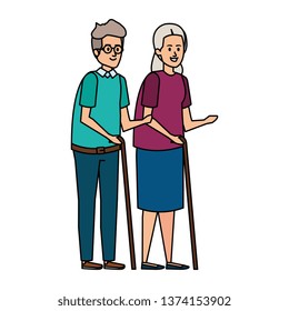 old couple with canes characters
