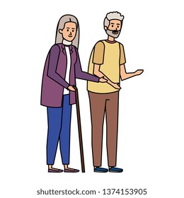 old couple with canes characters
