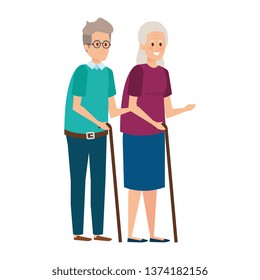 old couple with canes characters