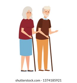 old couple with canes characters