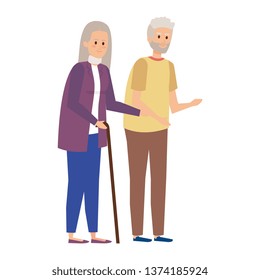 old couple with canes characters