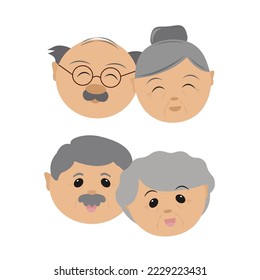 old couple cartoon vector illustration on white background, top view. perfect for social media, celebrating valentine day, etc.