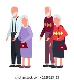 old couple cartoon vector illustration on white background, top view. perfect for social media, celebrating valentine day, etc.