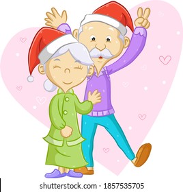 The Old Couple Dancing And Celebrate The Christmas Together