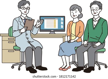 Old couple and doctor to be examined