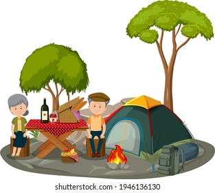 Altes Ehepaar Picknick im Park einzelne Illustration