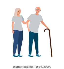 old couple elegant avatar character vector illustration design