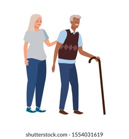 old couple elegant avatar character vector illustration design