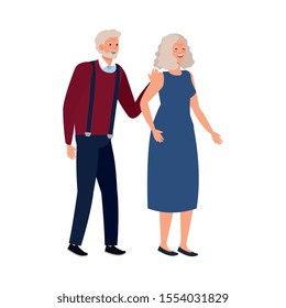 old couple elegant avatar character vector illustration design