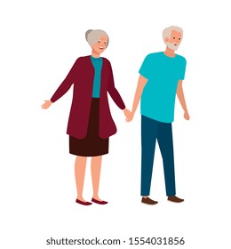 old couple elegant avatar character vector illustration design