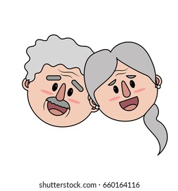 old couple face with hairstyle