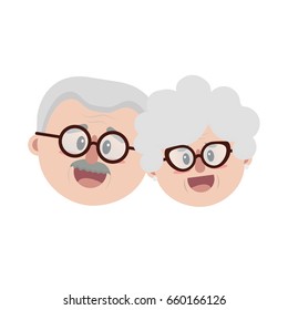 old couple face with hairstyle