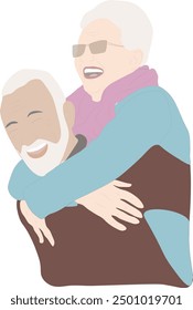 Old couple flat portrait illustration