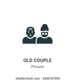 Old couple glyph icon vector on white background. Flat vector old couple icon symbol sign from modern people collection for mobile concept and web apps design.