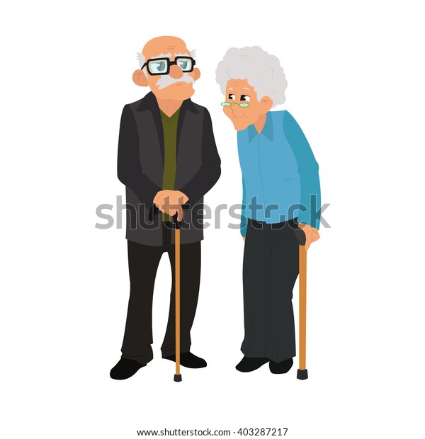 Old Couple Grandmother Grandfather Standing Together Stock Vector ...