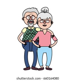 old couple with hairstyle and glasses