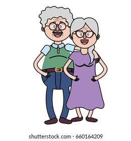 old couple with hairstyle and glasses