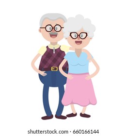 old couple with hairstyle and glasses