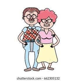 old couple with hairstyle and glasses