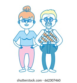 old couple with hairstyle and glasses