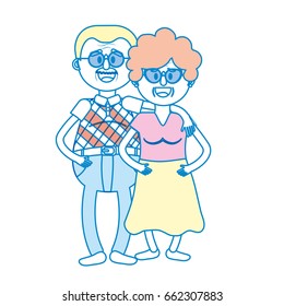 old couple with hairstyle and glasses