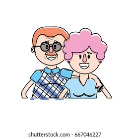 old couple with hairstyle and glasses