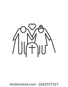 old couple icon, vector best line icon.